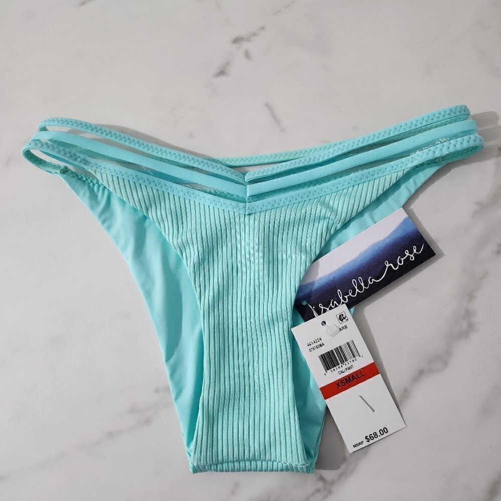 *Isabella Rose Aqua Ribbed Bikini Bottom Size XS